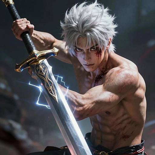 Epic Fantasy Warrior with Electric Aura