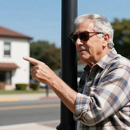 Older Man Pointing Outdoors