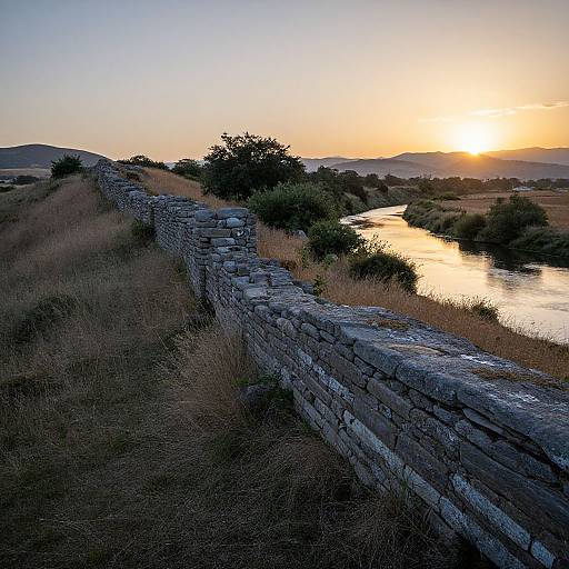 Hadrian's Wall at Sunset Ruins