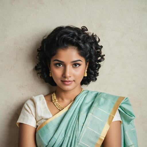 Young Woman in Traditional Pastel Cotton Saree
