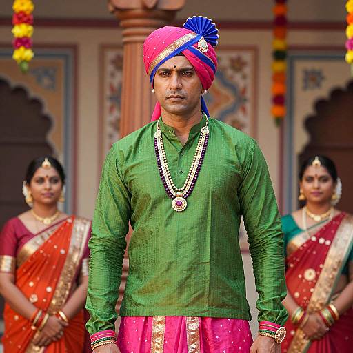 Vibrant Bollywood Costume Party Portrait