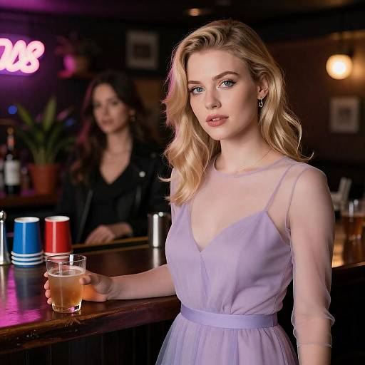 Lavender Sheer Dress in Neon Bar