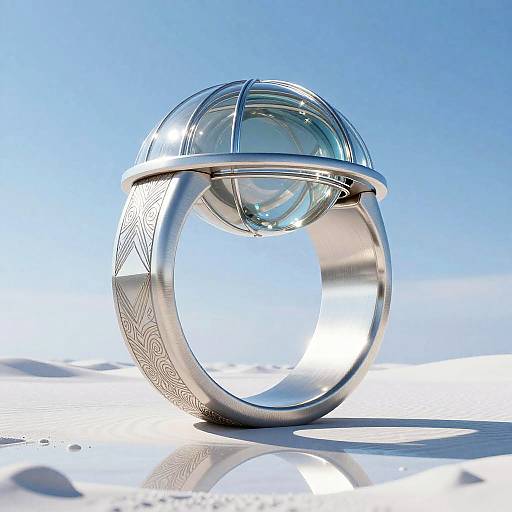 Futuristic Titanium Ring with Floating Dome
