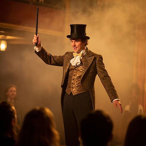 Showman Performing Magic in Theater