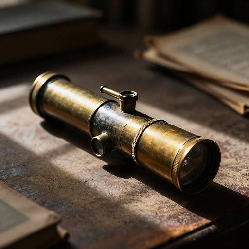 Antique Brass Telescope in Victorian Study