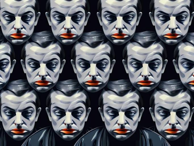 Seamless Pattern of Sad Clown Faces