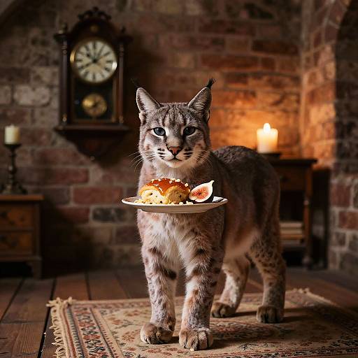 Candlelit Antique Cellar Lynx Scene