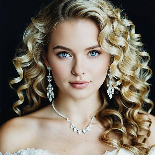 Blonde Bride with Curly Hair and Jewelry