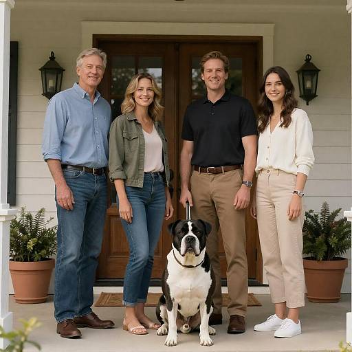 Family Portrait with Dog on Porch
