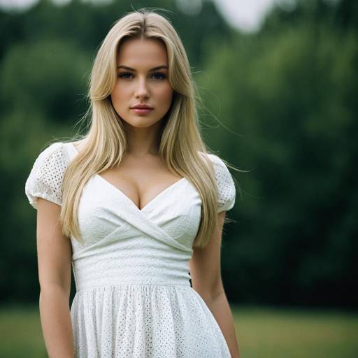 Realistic Portrait of a Girl in White Dress