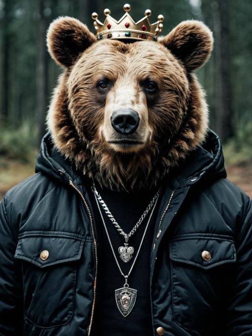 Realistic Solo Male Bear in Jacket