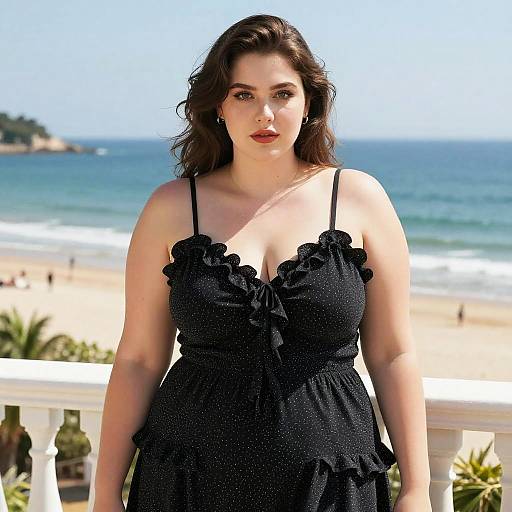 Lanky Woman in Speckled Dress