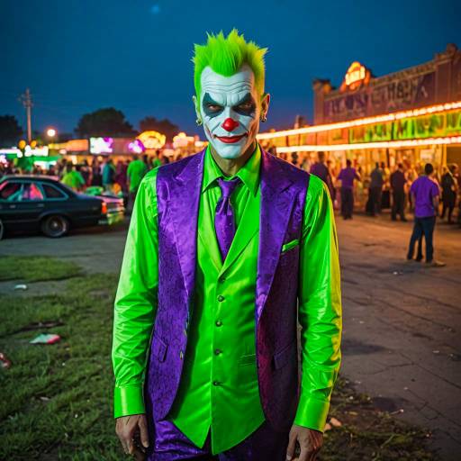Man in Joker Outfit at Abandoned Carnival