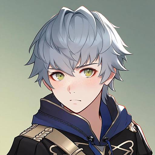 Illustration of Ashe ubert, fire emblem in the style of Less