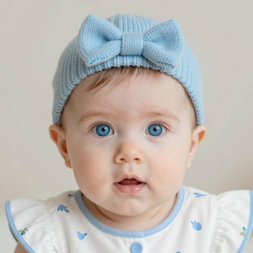Adorable Baby with Blue Eyes and Hat
