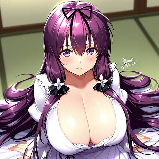 Illustration of Murasaki (senran kagura), senran kagura in the style of Ejami