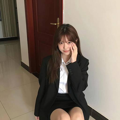 Smiling Woman in Black Blazer Photography