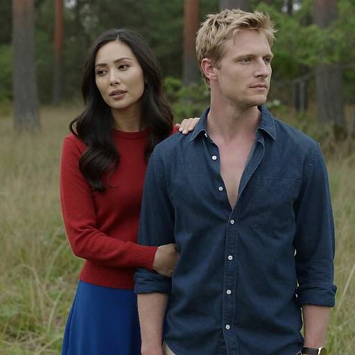 Romantic Couple in Serene Forest Setting