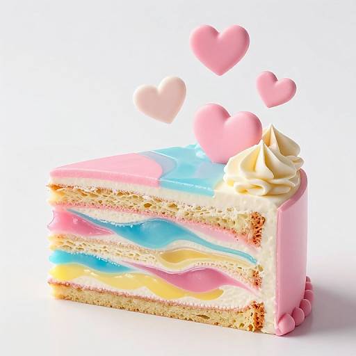 Whimsical Vibrant Marbled Cake Slice