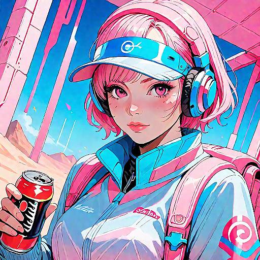Futuristic Anime Girl in Harajuku Fashion