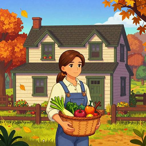 Caroline Harvesting in Autumn