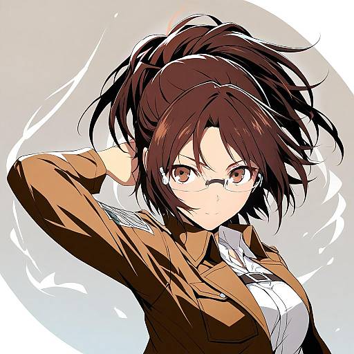 Illustration of Hange zoe, shingeki no kyojin in the style of Ugume