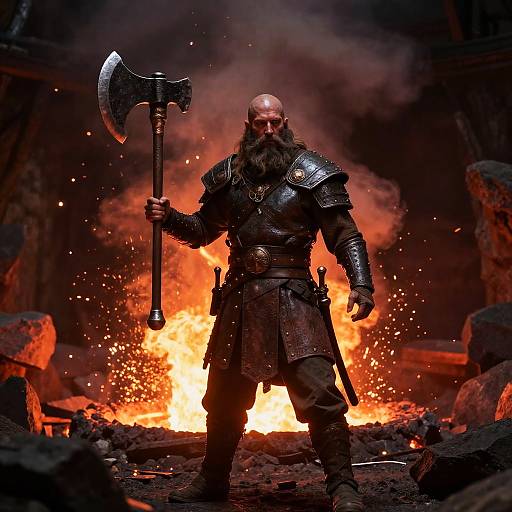 Dwarf Warrior in Molten Forge