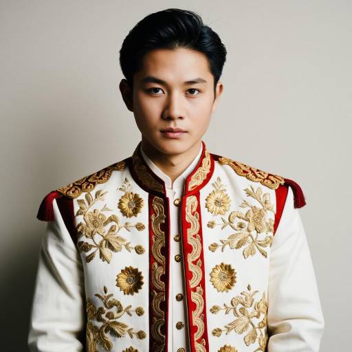 Young Asian Man in Embroidered Jacket
