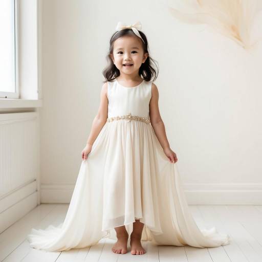 Little Girl in Elegant White Dress