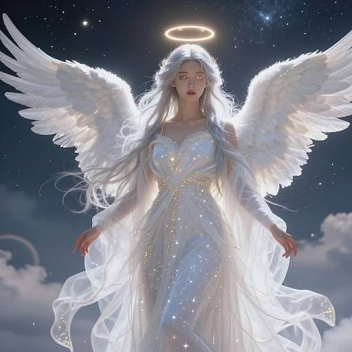 Graceful Female Angel in Celestial Landscape