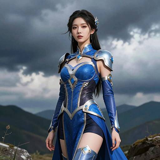 Futuristic Woman in Dramatic Landscape