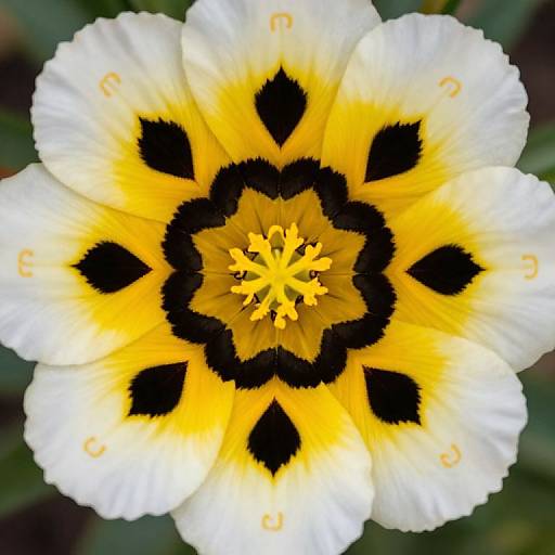 Symmetrical Flower with Golden Symbols