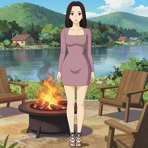 Pear-Shaped Woman by Riverside Fire