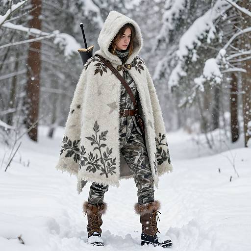 Fantasy Winter Ranger in Snowy Camouflage