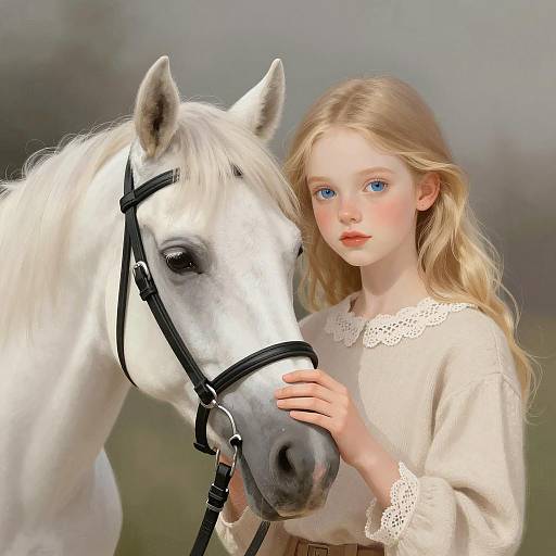Young Girl with White Horse