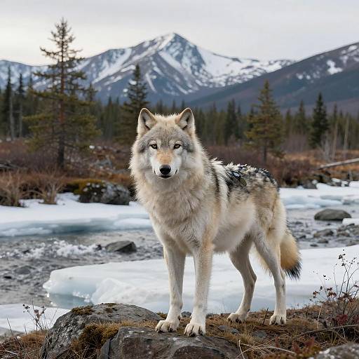 Muscular Anthro White Wolf in Tundra