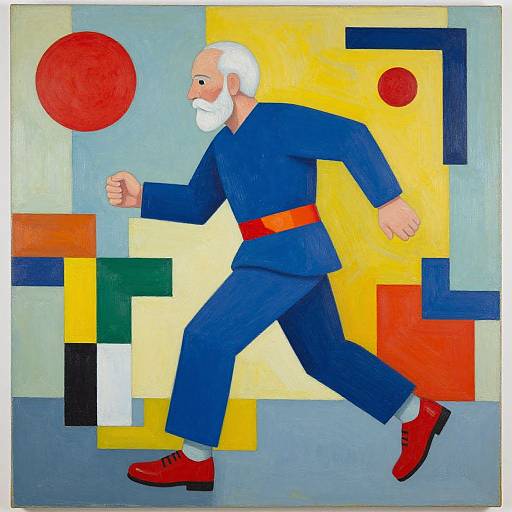 Vibrant Abstract Elderly Man in Motion