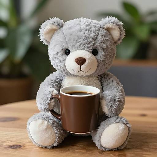 Cozy Teddy Bear with Coffee Mug