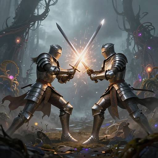 Epic Fantasy Knight Duel Scene
