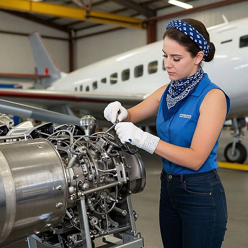 Woman Mechanic at Aviation Plant