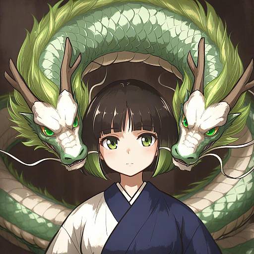 Illustration of Haku (sen to chihiro no kamikakushi), sen to chihiro no kamikakushi in the style of Ironlily