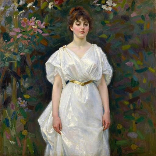 Vintage Oil Portrait of Elegant Woman