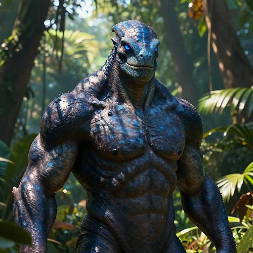 Dark Blue Reptilian Jungle Guardian