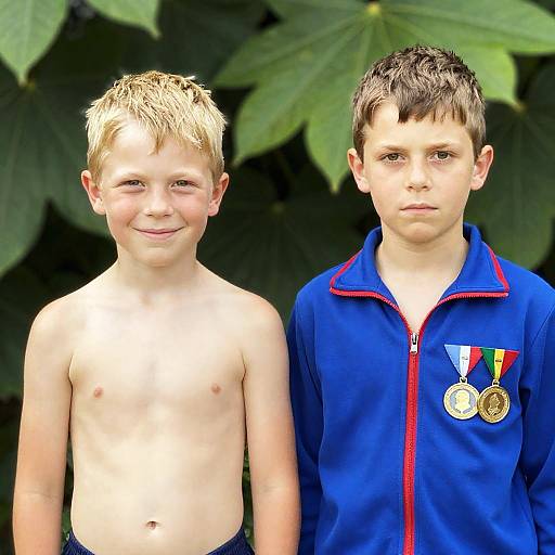 Outdoor Portrait of Two Young Boys