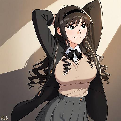 Illustration of Morishima haruka, amagami in the style of Rob ishi
