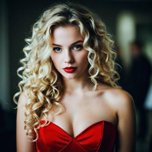 Blonde Woman in Red Dress