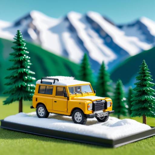 Miniature Land Rover in Alpine Snow Scene