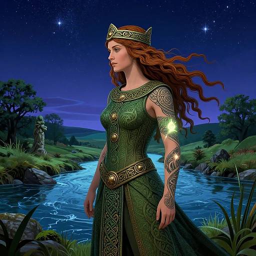 Enchanting Celtic Druidess by River