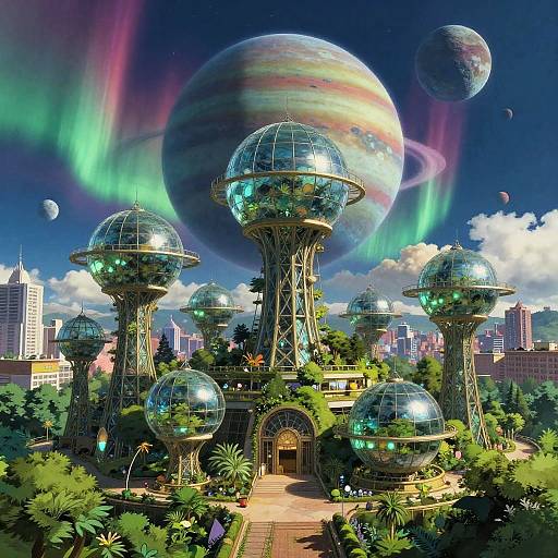 Orbital Arboretum City with Glass Trees