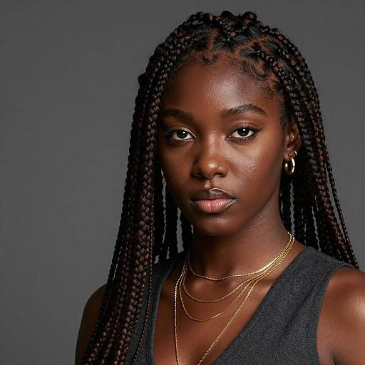 Portrait of Young Black Woman with Braided Hair